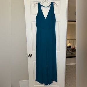 BCBGMaxAzria Teal V-Neck Jumpsuit